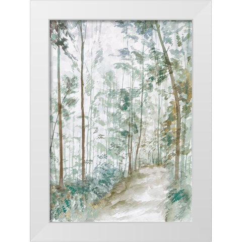 Silver Tree Forest  White Modern Wood Framed Art Print by Woods, Maya