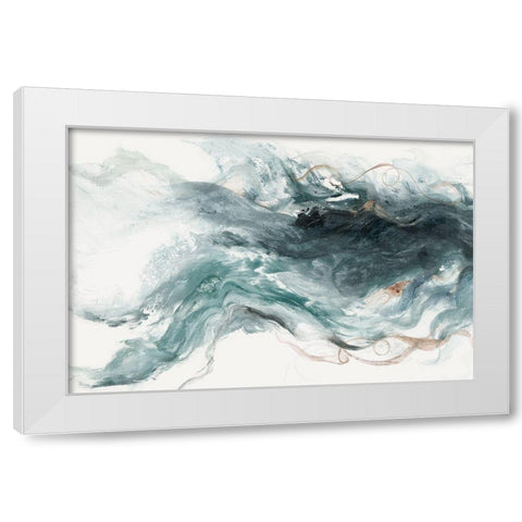 Teal Haze White Modern Wood Framed Art Print by Woods, Maya