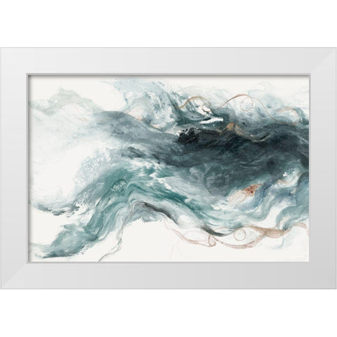 Teal Haze White Modern Wood Framed Art Print by Woods, Maya