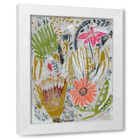 Tropical Blooms I  White Modern Wood Framed Art Print by Woods, Maya