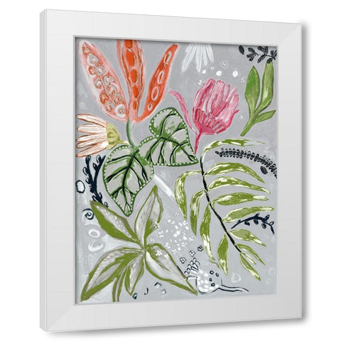 Tropical Blooms II White Modern Wood Framed Art Print by Woods, Maya