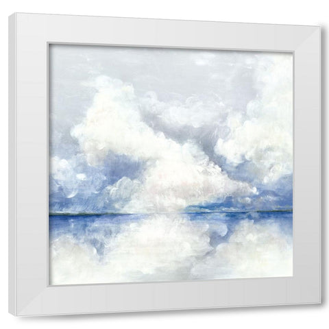Blue Clouds White Modern Wood Framed Art Print by Woods, Maya