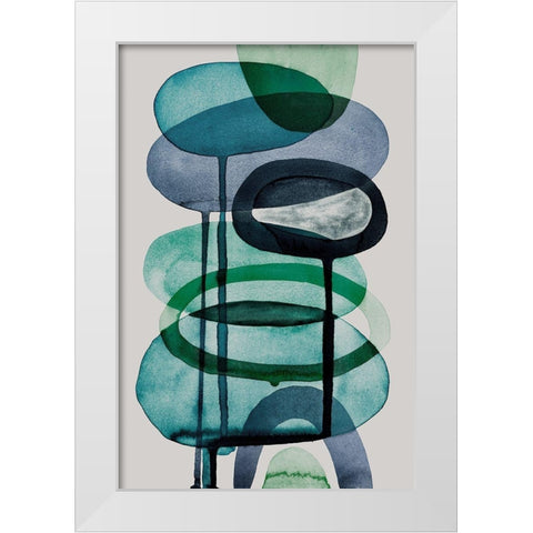 Blue Escape II White Modern Wood Framed Art Print by Galapon, Nikki