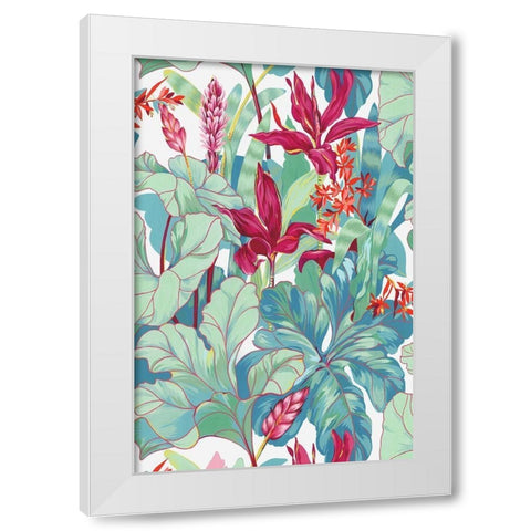 Tropical Flowers I  White Modern Wood Framed Art Print by Egan, N.H.