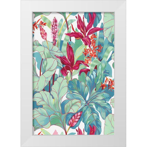 Tropical Flowers I  White Modern Wood Framed Art Print by Egan, N.H.