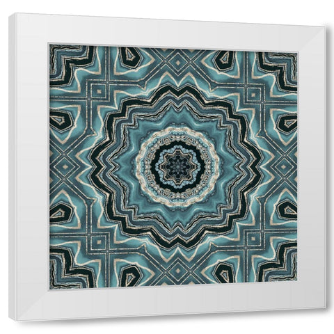 Gold Teal Tile II  White Modern Wood Framed Art Print by Haase, Andrea