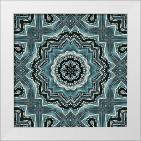 Gold Teal Tile II  White Modern Wood Framed Art Print by Haase, Andrea