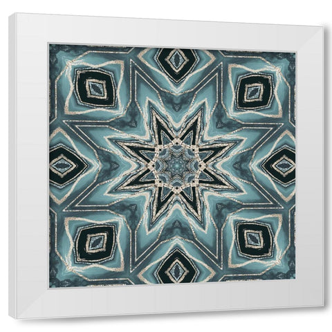 Gold Teal Tile III White Modern Wood Framed Art Print by Haase, Andrea