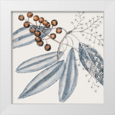 Vintage Blue Botanical IV White Modern Wood Framed Art Print by Haase, Andrea