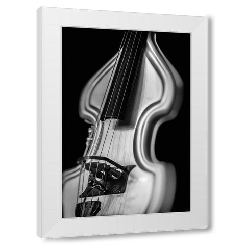 Silver Guitar  White Modern Wood Framed Art Print by Stelfox, Norm
