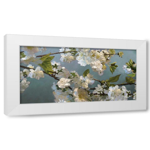 Blue Blossoms White Modern Wood Framed Art Print by Novak, Rick