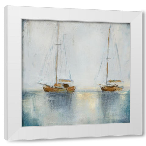 Blue Sailing II White Modern Wood Framed Art Print by Novak, Rick