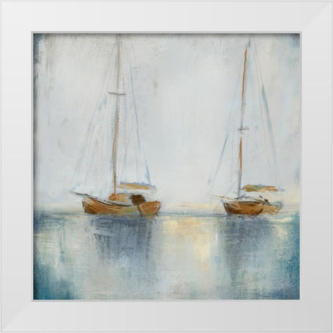 Blue Sailing II White Modern Wood Framed Art Print by Novak, Rick