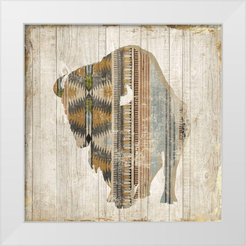 Navaho Bison I  White Modern Wood Framed Art Print by Jones, Eli