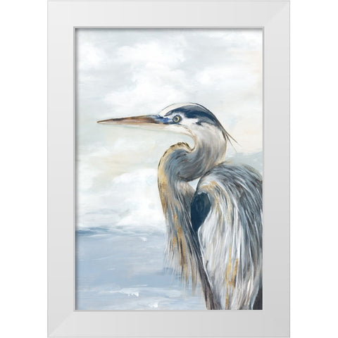 Morning Heron White Modern Wood Framed Art Print by Jones, Eli
