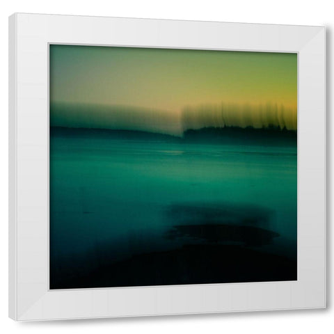 Green Water White Modern Wood Framed Art Print by Joy, Olivia
