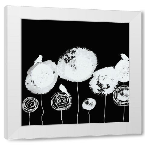 Black and White Flowers I White Modern Wood Framed Art Print by Orlov, Irena