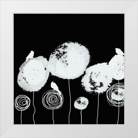 Black and White Flowers I White Modern Wood Framed Art Print by Orlov, Irena