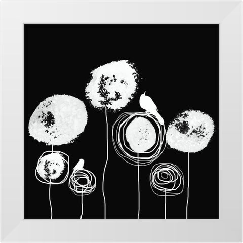 Black and White Flowers II White Modern Wood Framed Art Print by Orlov, Irena