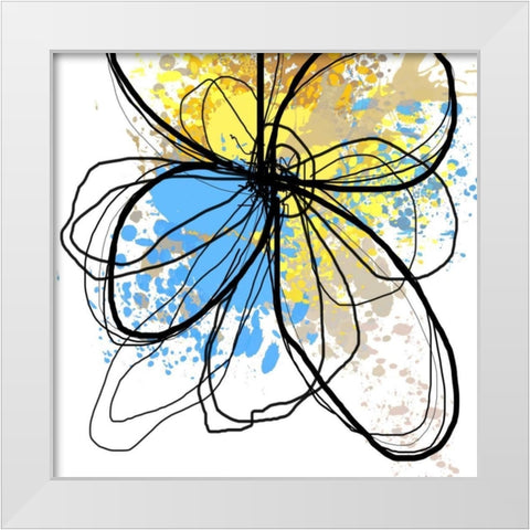 Blue Splash Flower I White Modern Wood Framed Art Print by Orlov, Irena