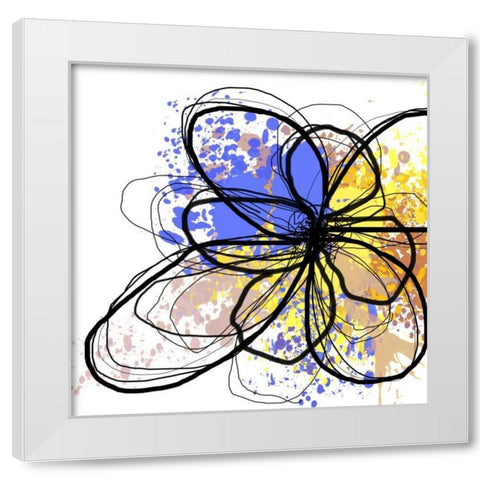 Blue Splash Flower II White Modern Wood Framed Art Print by Orlov, Irena