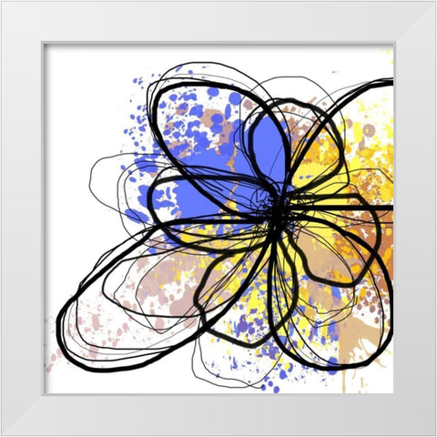Blue Splash Flower II White Modern Wood Framed Art Print by Orlov, Irena
