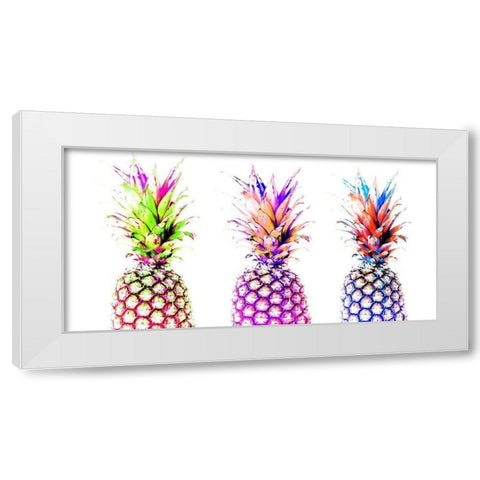 Colourful Pinapples I  White Modern Wood Framed Art Print by Orlov, Irena