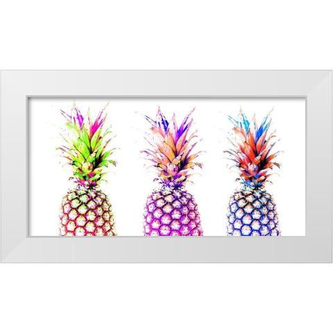 Colourful Pinapples I  White Modern Wood Framed Art Print by Orlov, Irena