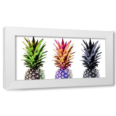 Colourful Pinapples II  White Modern Wood Framed Art Print by Orlov, Irena