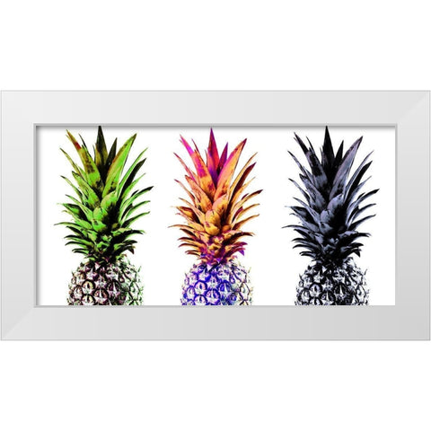 Colourful Pinapples II  White Modern Wood Framed Art Print by Orlov, Irena