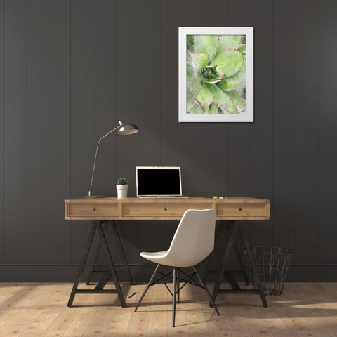 Rustic Green Succulent  White Modern Wood Framed Art Print by Orlov, Irena