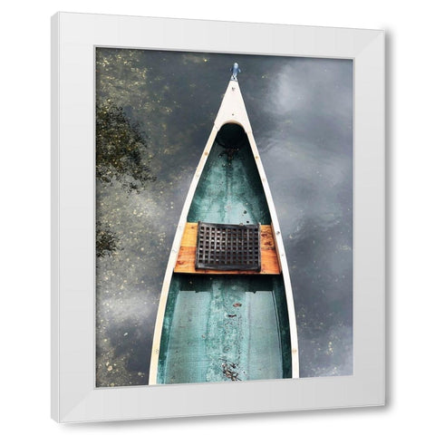 Blue Old Wooden Boat II White Modern Wood Framed Art Print by Orlov, Irena