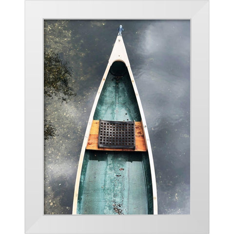 Blue Old Wooden Boat II White Modern Wood Framed Art Print by Orlov, Irena