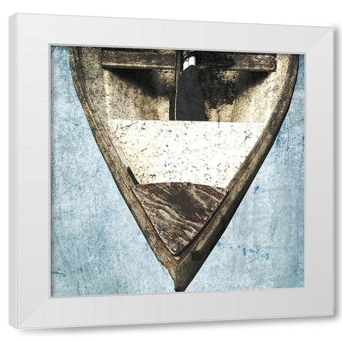 Wooden Sailboat Blue Version White Modern Wood Framed Art Print by Orlov, Irena