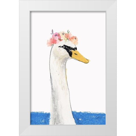White Swan White Modern Wood Framed Art Print by Sozi