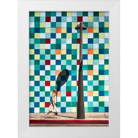 Dialogue bubble White Modern Wood Framed Art Print by Labagnara
