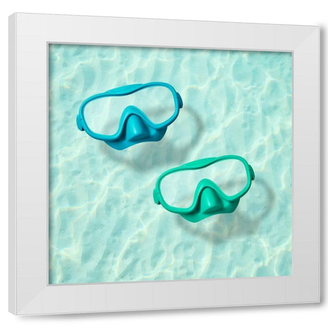 Swim with me II White Modern Wood Framed Art Print by Dittmann