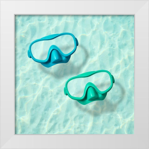 Swim with me II White Modern Wood Framed Art Print by Dittmann