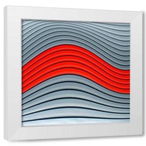 Vangindertael - Red Wave White Modern Wood Framed Art Print by Vangindertael