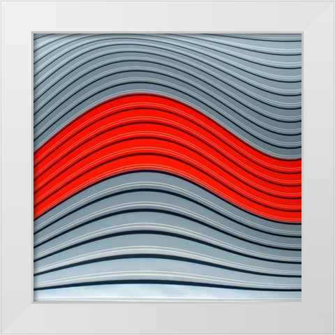 Vangindertael - Red Wave White Modern Wood Framed Art Print by Vangindertael