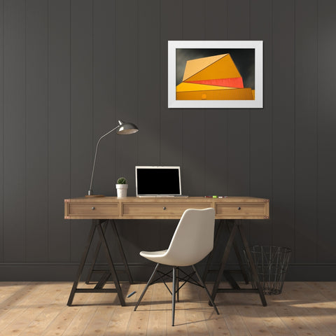 Claes - The Yellow Roof White Modern Wood Framed Art Print by Claes