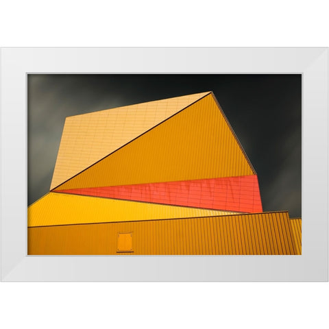 Claes - The Yellow Roof White Modern Wood Framed Art Print by Claes