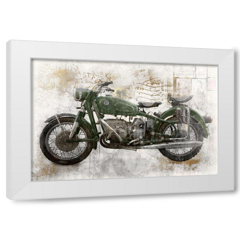 Green MotorcycleÂ  White Modern Wood Framed Art Print by Roozbeh