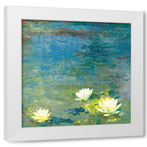 Flowers in the Pond White Modern Wood Framed Art Print by PI Studio