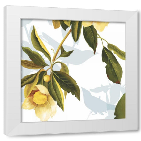 Lemon Floral White Modern Wood Framed Art Print by PI Studio