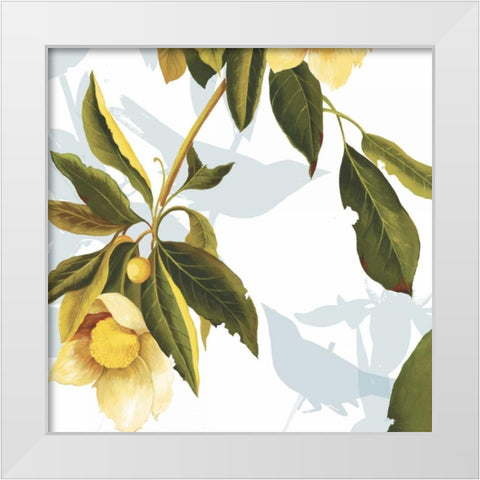 Lemon Floral White Modern Wood Framed Art Print by PI Studio