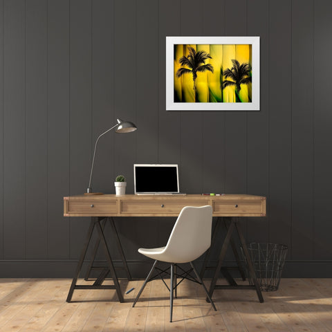 Two Palms White Modern Wood Framed Art Print by PI Studio