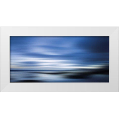 Blue White Modern Wood Framed Art Print by PI Studio