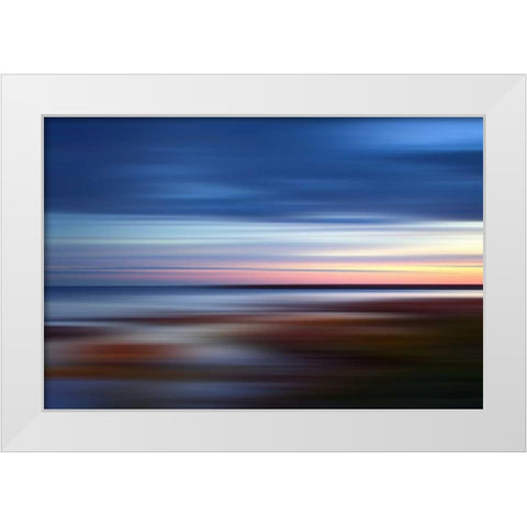 Blue on the Horizon White Modern Wood Framed Art Print by PI Studio