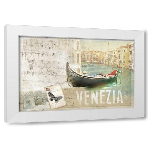 Venezia Butterfly White Modern Wood Framed Art Print by PI Studio